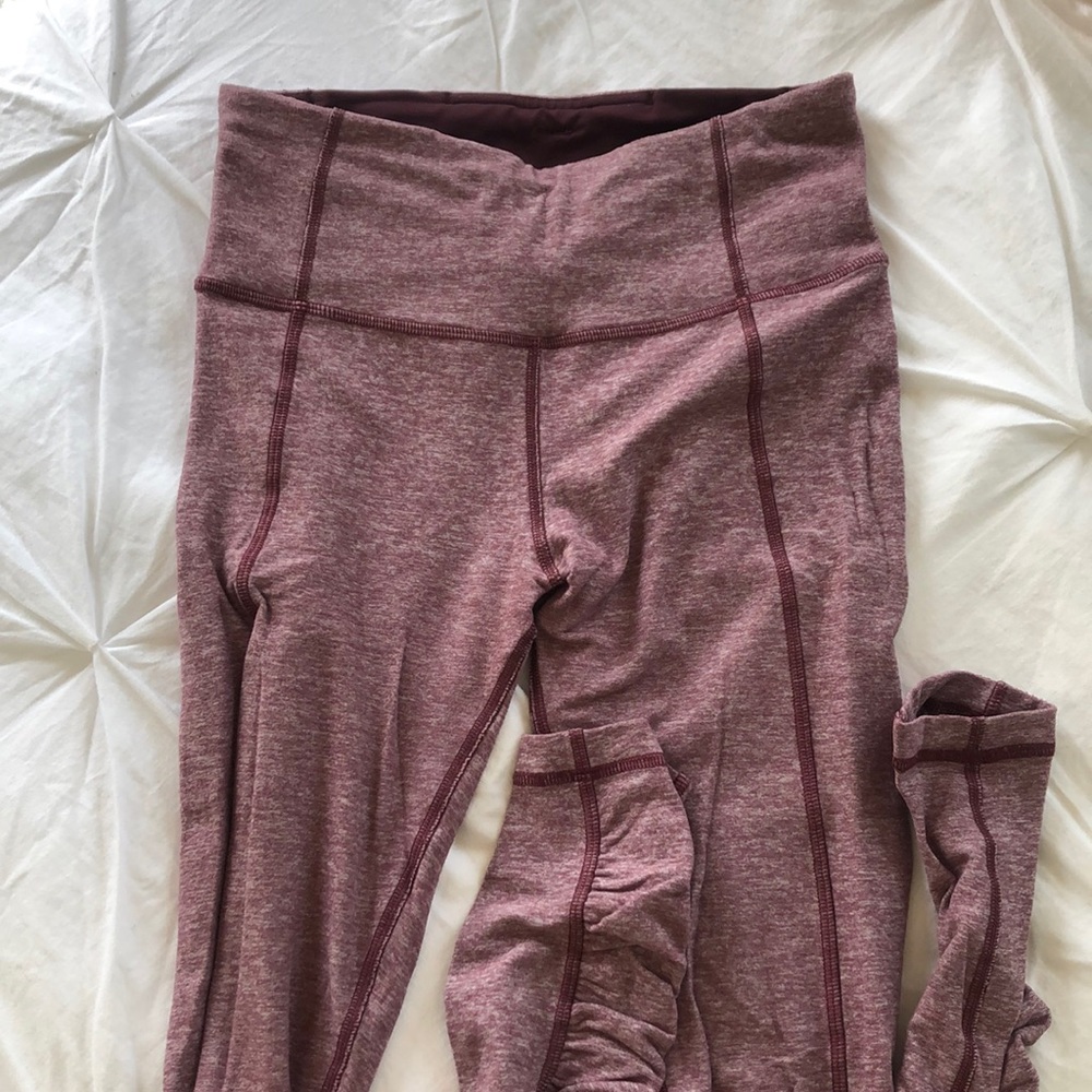 Lululemon pink rouched legging high rise